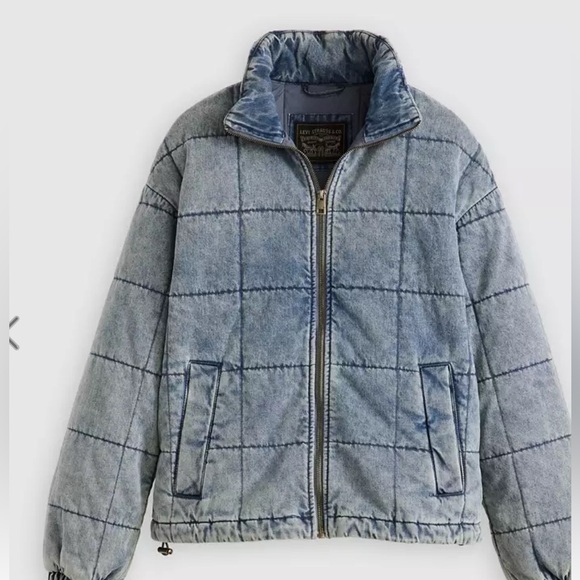 NWT Levi’s BOX QUILTED COTTON JACKET- Light Denim Wash - Picture 3 of 8